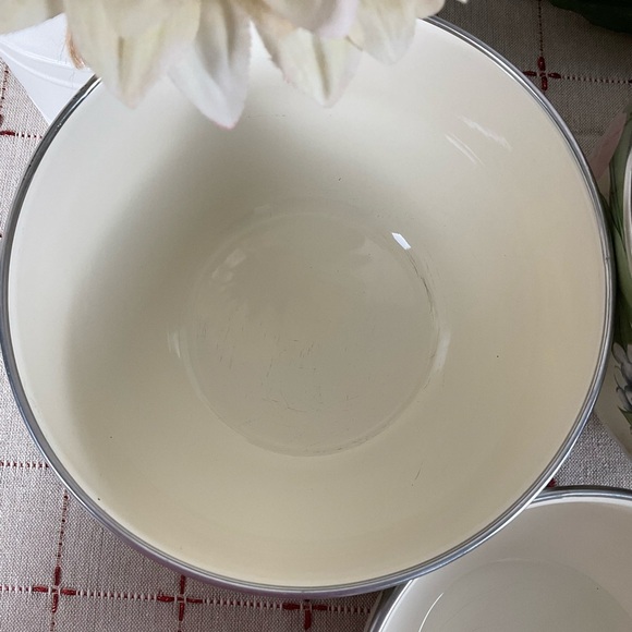 Pfaltzgraff Garden Party Enamel & Metal Mixing Bowls Set of 3 Garden Impressions - Picture 4 of 9